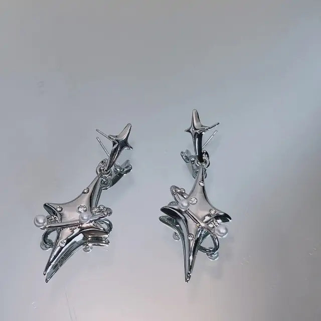 Creative Planet Pearl Crystal Stars Earrings