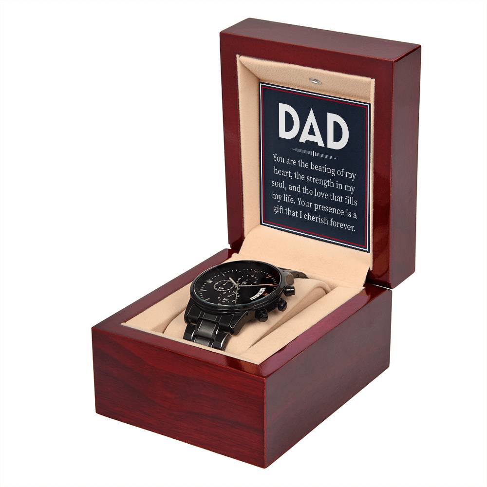 Black Chronograph Watch - For Dad Your Presence Is A Gift