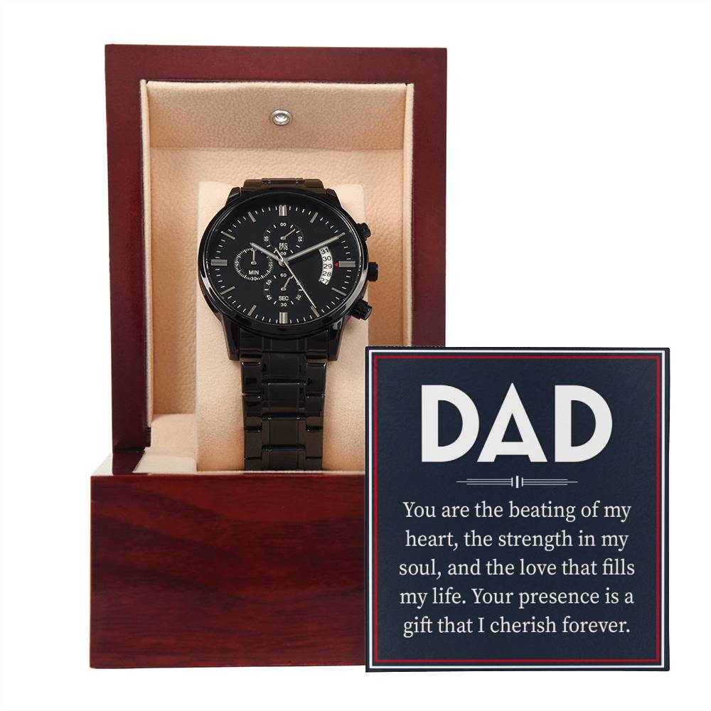 Black Chronograph Watch - For Dad Your Presence Is A Gift