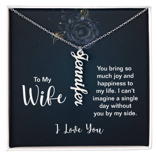 Vertical Name Necklace - For Wife From Husband