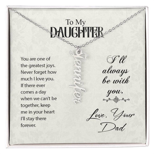 Vertical Name Necklace - For Daughter From Dad