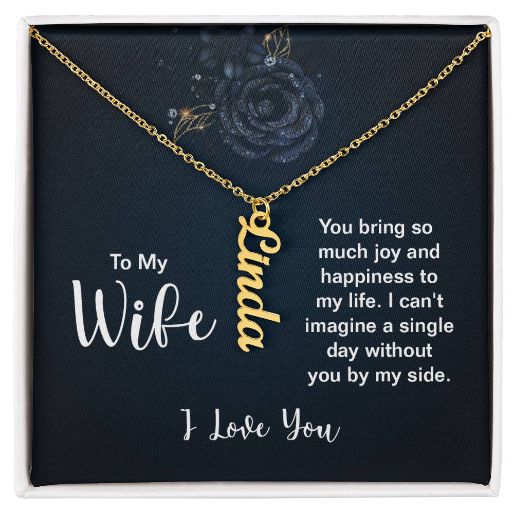 Vertical Name Necklace - For Wife From Husband