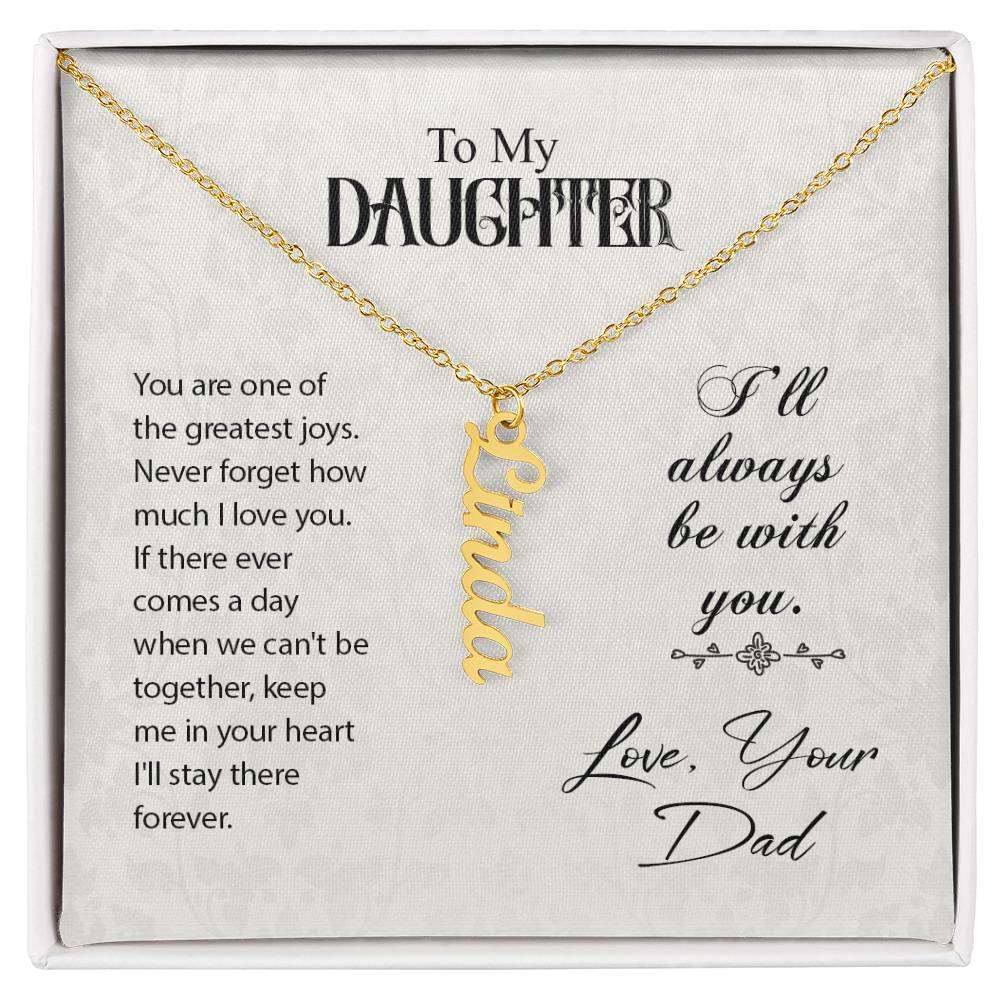 Vertical Name Necklace - For Daughter From Dad