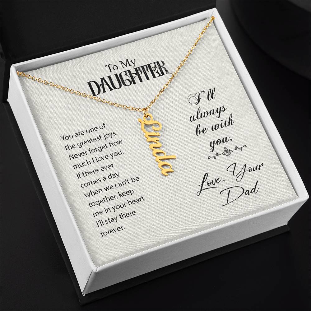 Vertical Name Necklace - For Daughter From Dad