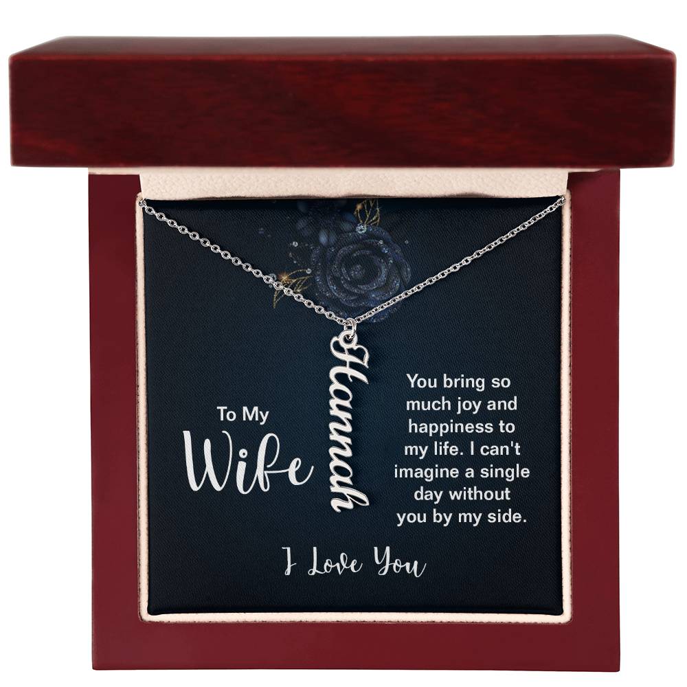 Vertical Name Necklace - For Wife From Husband