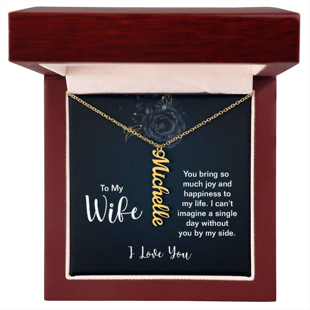 Vertical Name Necklace - For Wife From Husband