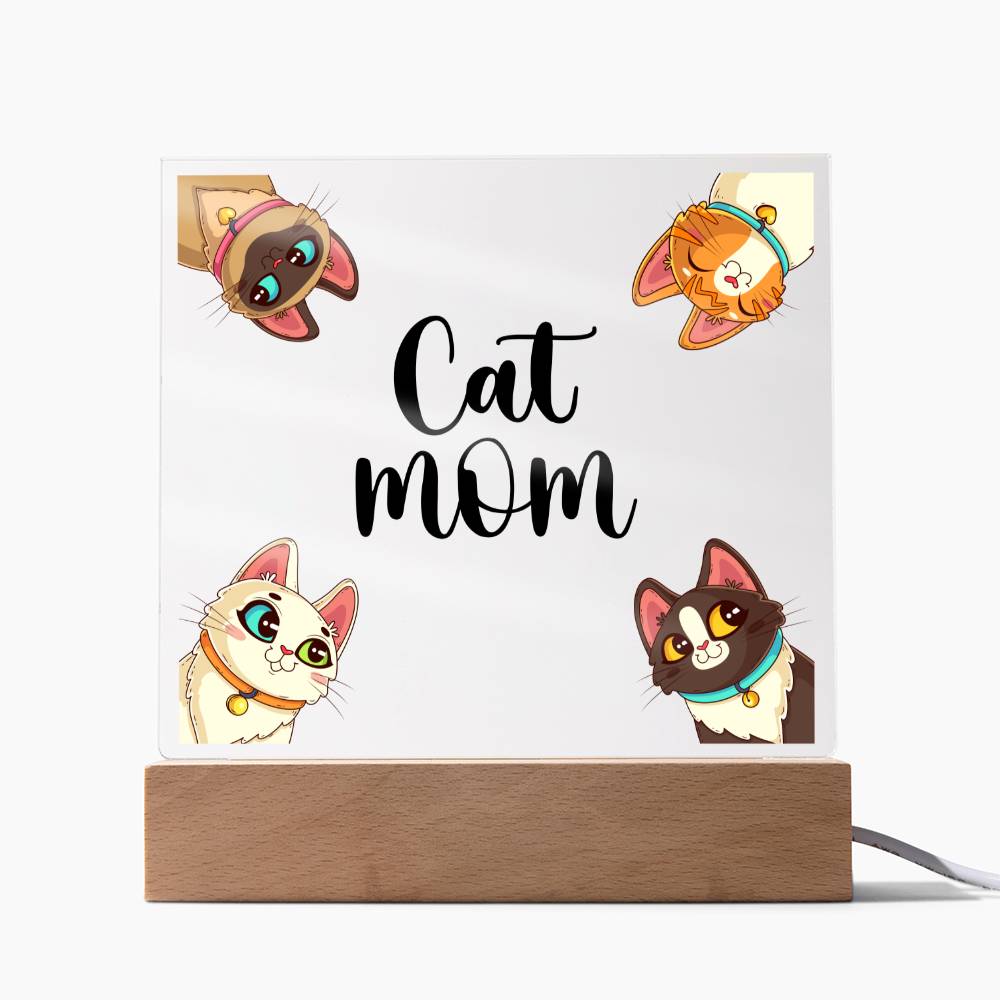 Square Acrylic Plaque - Cat Mom