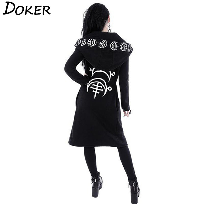 Gothic Punk Black Long Women Hoodies