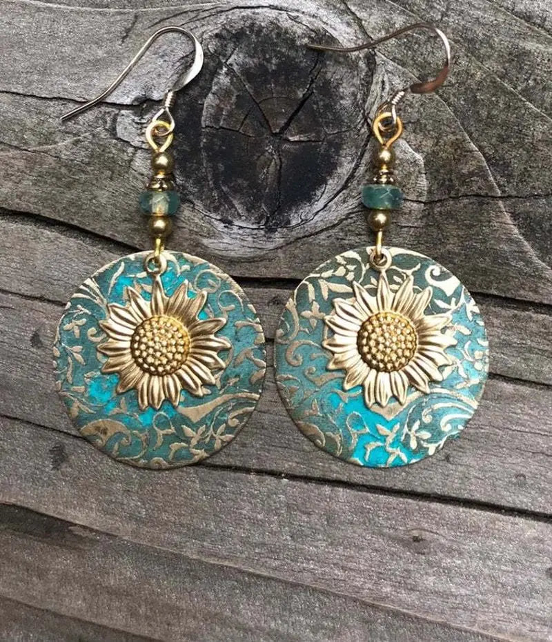 Color Separation Sunflower Earrings