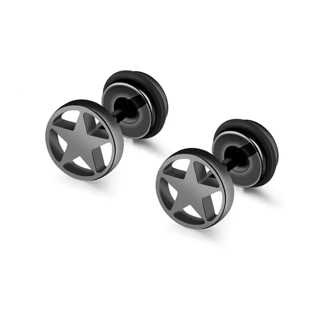 Small Black Punk Stud Earrings